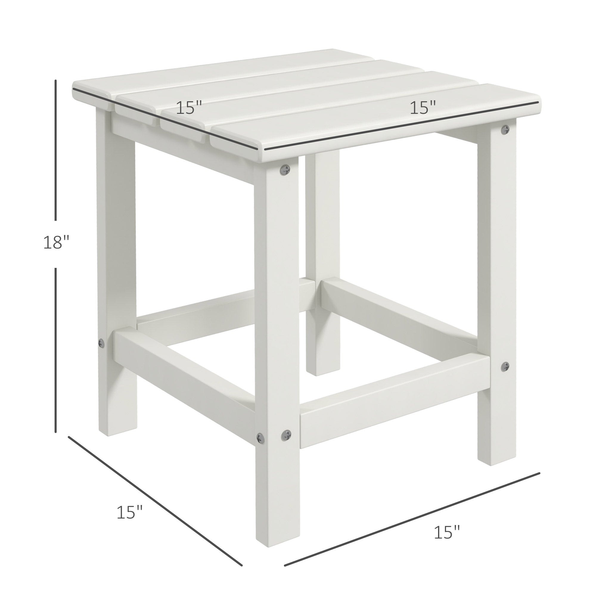 Adirondack Side Table, Square Patio End Table, Weather Resistant 15" Outdoor HDPE Table for Porch, Pool, Balcony