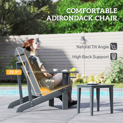 Oversized Adirondack Chair, Outdoor Fire Pit and Porch Seating, Classic Log Lounge w/ Built-in Cupholder