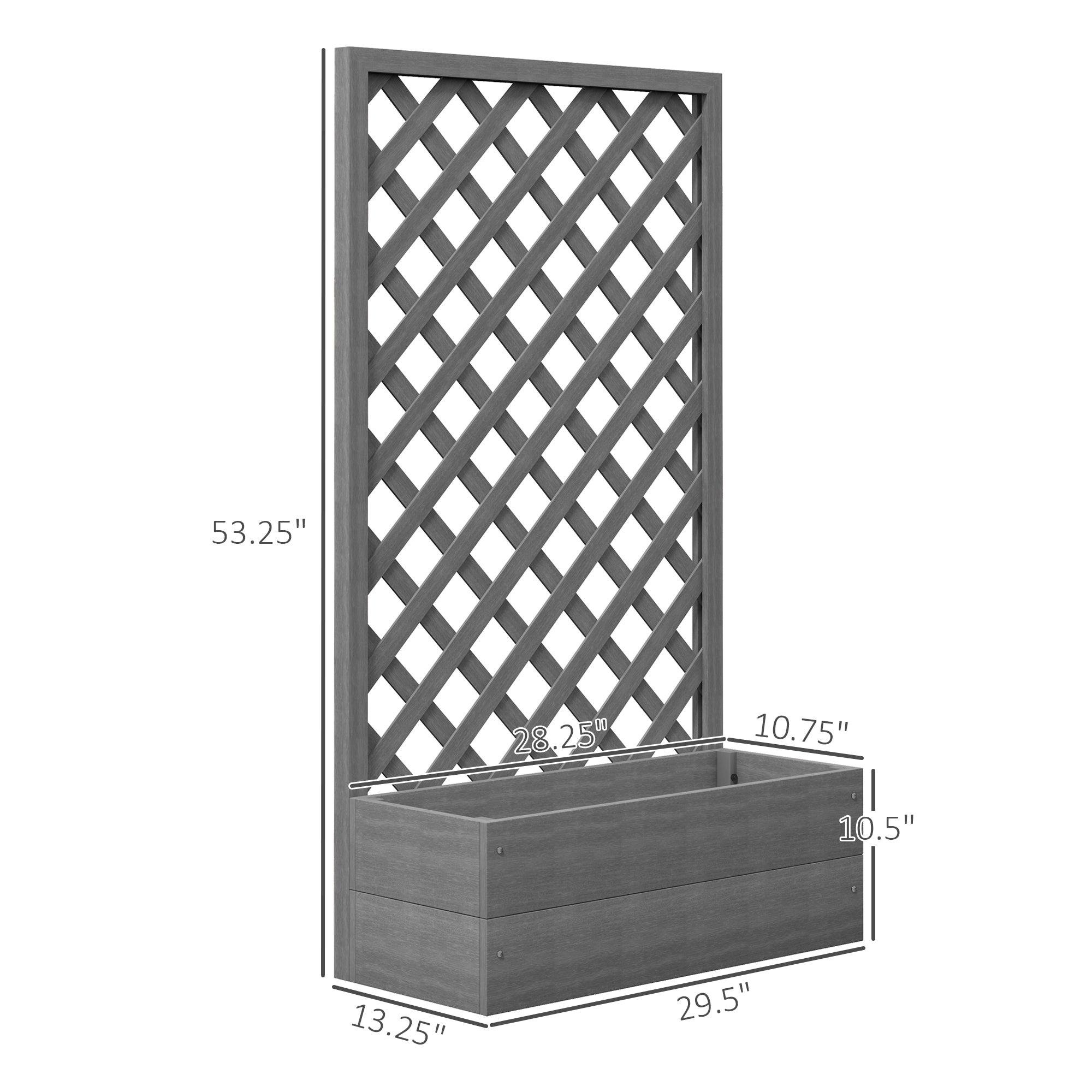 Trellis Planter Box for Climbing Plants, Raised Garden Bed w/ Trellis Lattice for Outdoor Garden, Deck, Backyard