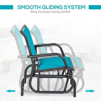 Outdoor Glider Chair, Steel Swing Chai with Curved Armrests for Porch, Garden, Poolside, Balcony