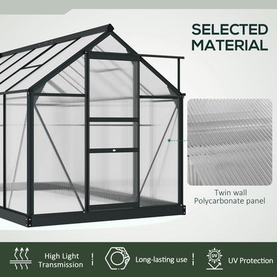 Greenhouse for Outdoors, Polycarbonate Greenhouse with Rain Gutter and Roof Vent, Aluminum Walk-in Green House for Patio Backyard Garden