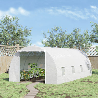 20' x 10' x 7' Walk-In Tunnel Greenhouse with Zippered Door & 8 Mesh Windows, Large Garden Green House Kit, Galvanized Steel Frame