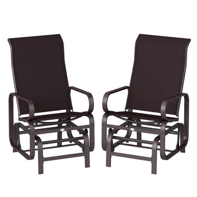 Gliding Lounger Chair Set of 2, Single Rockers with Lightweight Metal & Mesh Construction