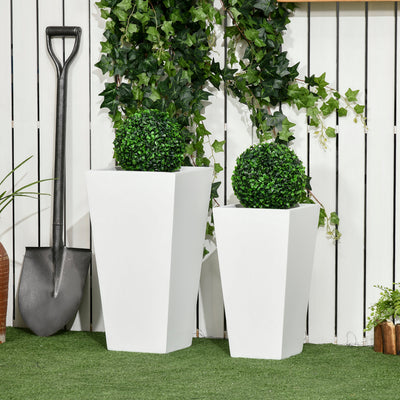 2-Pack Outdoor Planter Set, Flower Pots with Drainage Holes, Durable & Stackable Plant Pot, 22in & 18in, for Porch, Entryway, Patio, Yard, Garden
