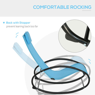 Pool Lounger, Outdoor Rocking Lounge Chair for Sunbathing, Pool, Beach, Porch with Pillow and Cool Mesh, Sun Tanning Rocker