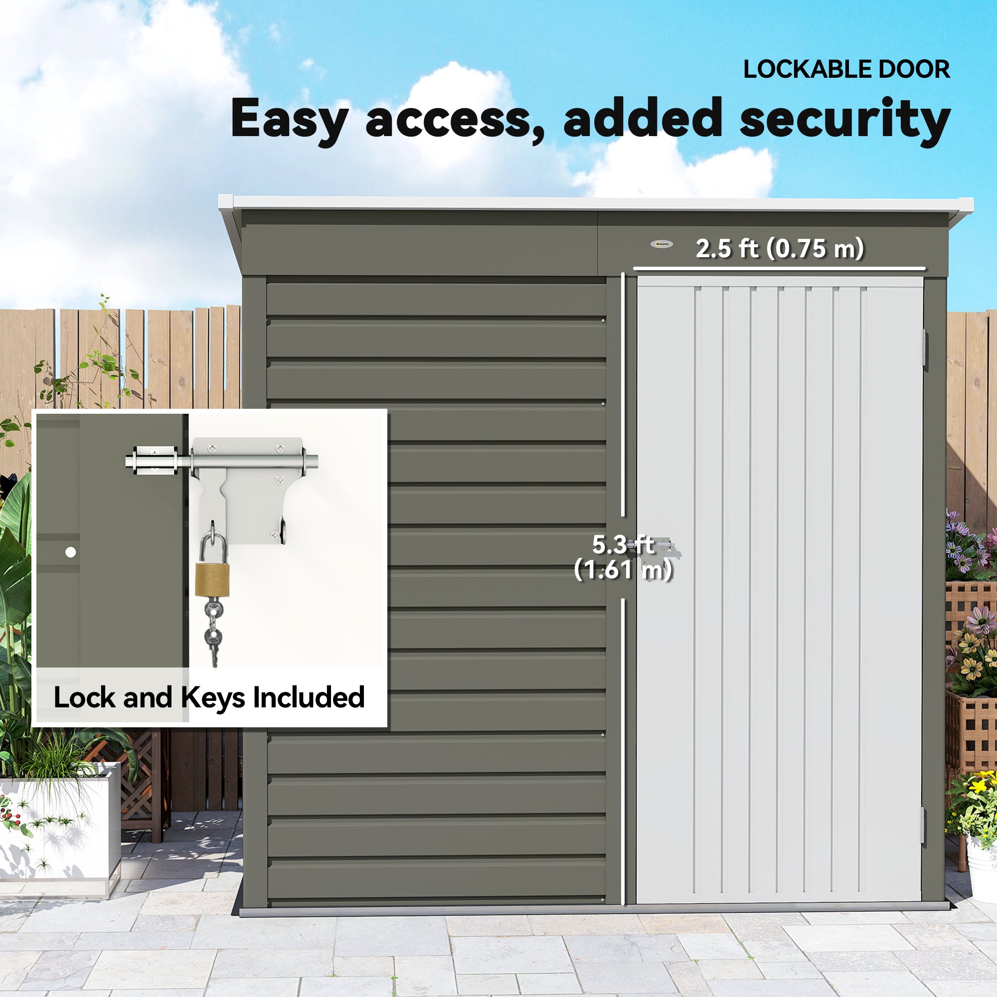 6' x 4' Outdoor Garden Shed, Metal Storage Shed with Lockable Door and Gloves for Backyard Garden Patio