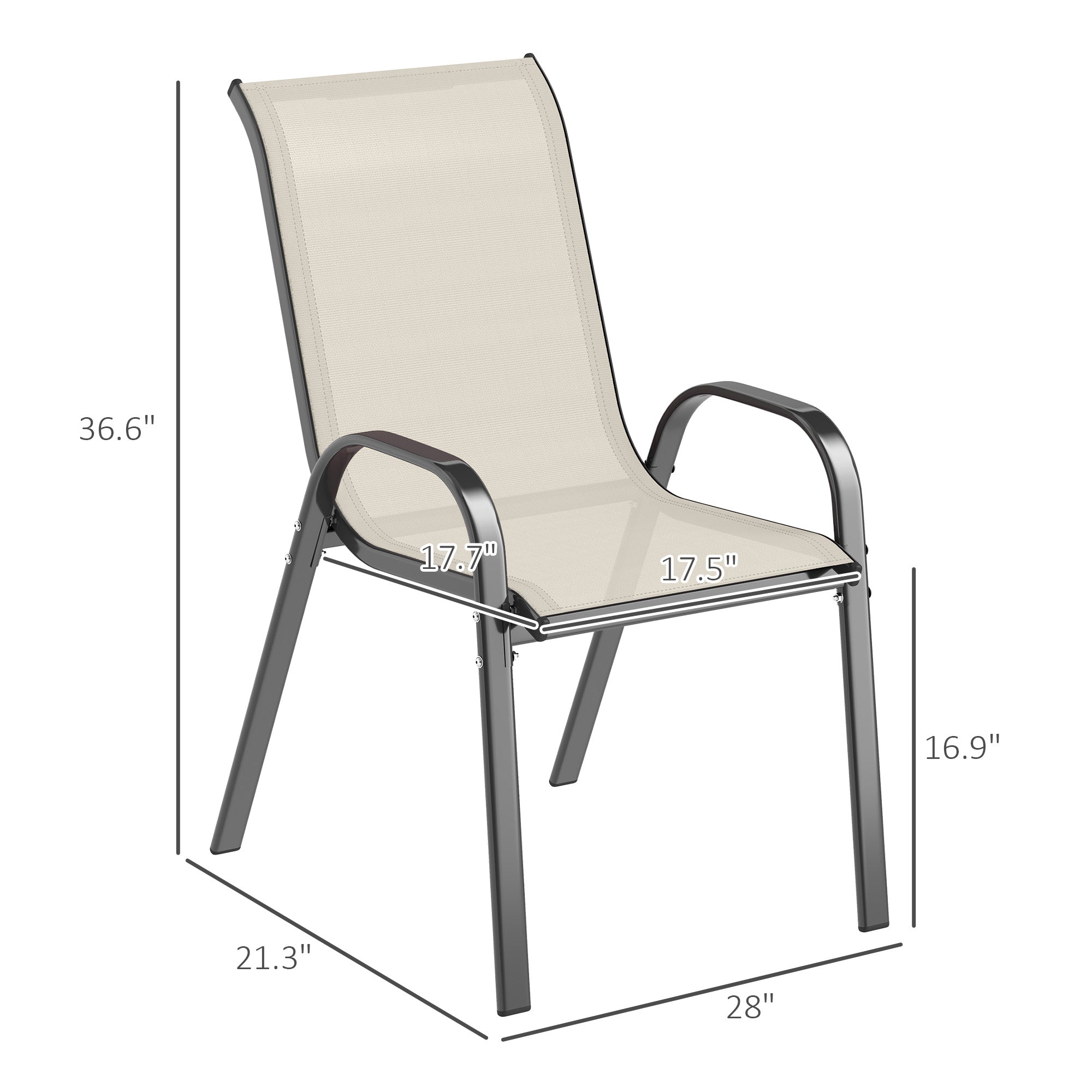 Set of 4 Outdoor Dining Chairs, Stackable Patio Chairs with High Back, Breathable Mesh Seat for Garden Lawn