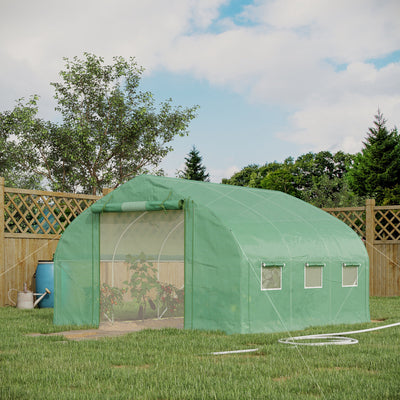 11.5' x 10' x 6.5' Walk-in Tunnel Greenhouse, Green House with Zippered Mesh Door, 7 Mesh Windows & Roll-up Sidewalls, Upgraded Gardening Plant Hot House with Galvanized Steel Hoops