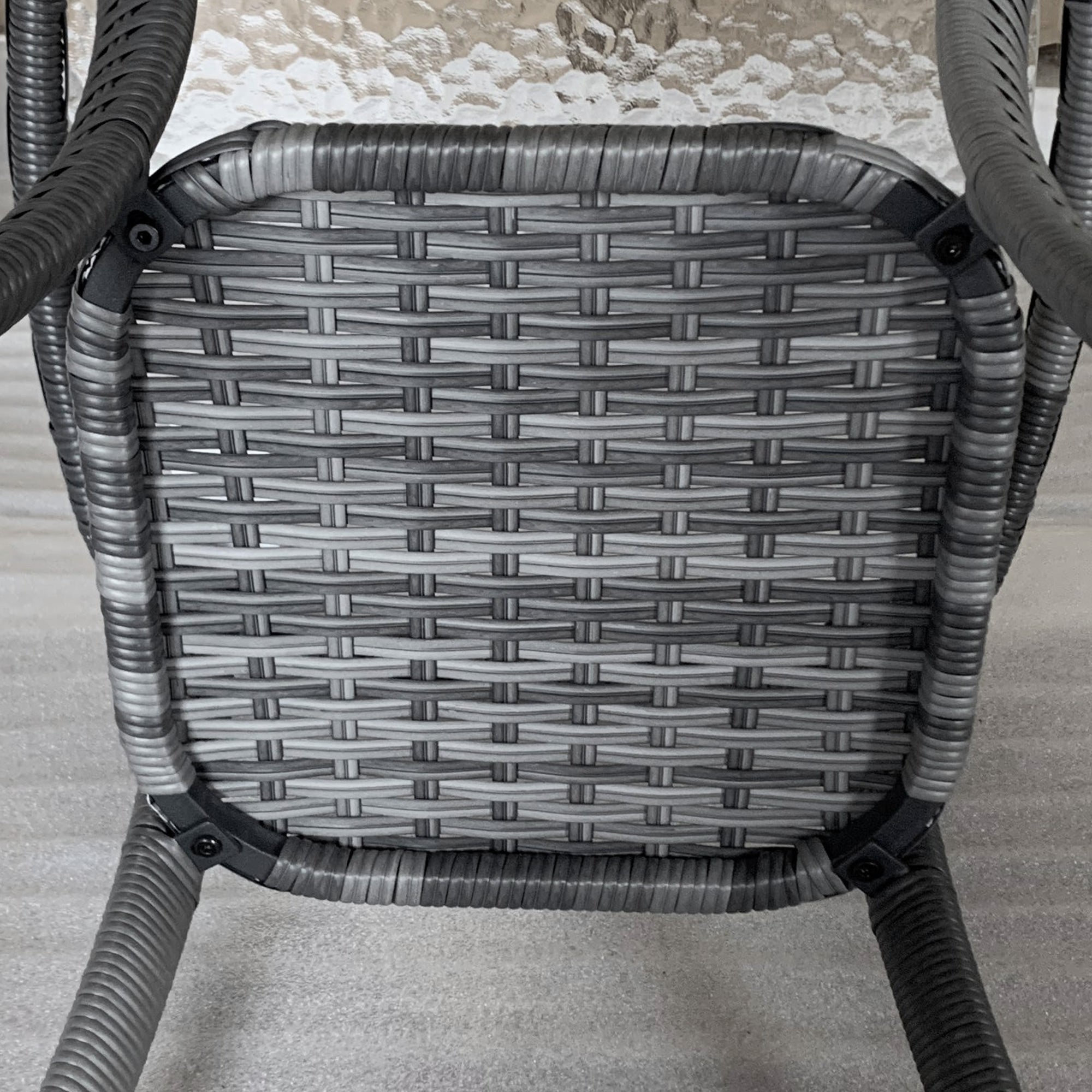 Outdoor Coffee Table with Storage Shelf, Hand-Woven Wicker Side Table with Water-Ripple Glass Top
