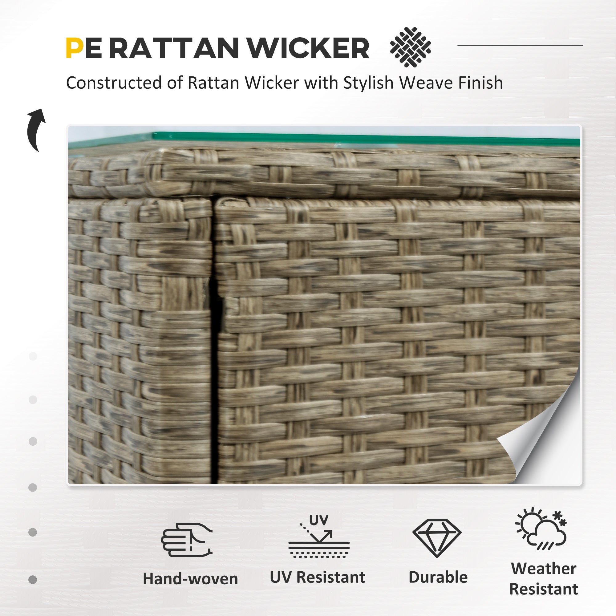 5 Pieces Rattan Wicker Lounge Chair Outdoor Patio Conversation Set with 2 Cushioned Chairs, 2 Ottomans and Tempered Glass Top Coffee Table