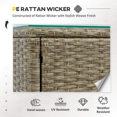 5 Pieces Rattan Wicker Lounge Chair Outdoor Patio Conversation Set with 2 Cushioned Chairs, 2 Ottomans and Tempered Glass Top Coffee Table