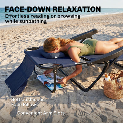 Folding Lounge Chair w/ Reclining Back