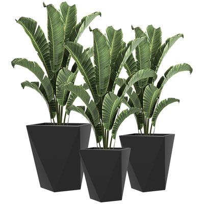 Indoor Outdoor Planters Set of 3 MgO Tall Planters Stackable Flower Pots with Drainage Holes for Garden, Balcony