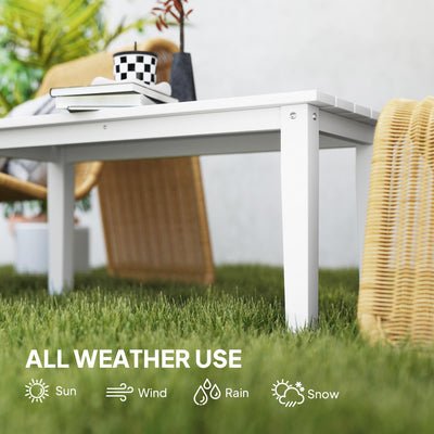 Rectangle Outdoor Coffee Table, HDPE All-Weather Outdoor Patio Table with Slatted Tabletop for Yard, Balcony