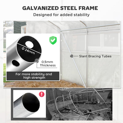 13' x 10' x 6.5' Tunnel Greenhouse Hoop House with Upgraded Galvanized Steel Frame and Large Windows