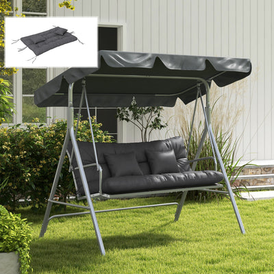 59" Tufted Bench Cushions & Throw Pillows, Replacement Bench Seat Pad, Back & 2 Pillows for Outdoor Furniture, Charcoal
