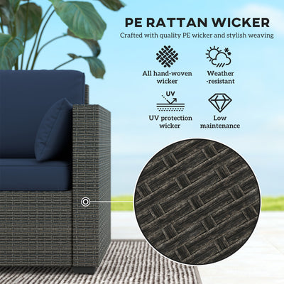 Patio Couch PE Wicker Deep Seating Outdoor Sofa with Removable Cushions, 3 Seater Rattan Sofa, Outdoor Furniture for Balcony, Deck, Garden and Poolside