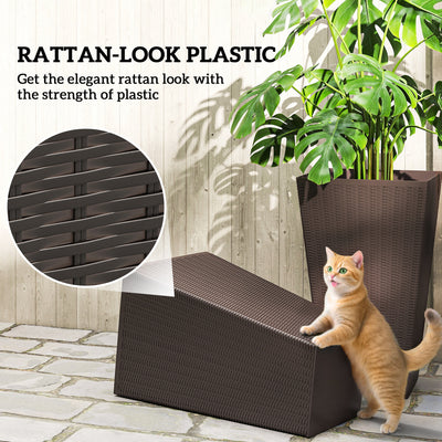Set of 3 Tall Planters with Drainage Hole, 24" Outdoor Flower Plant Pots, Indoor Planters for Porch, Front Door, Entryway, Patio and Deck