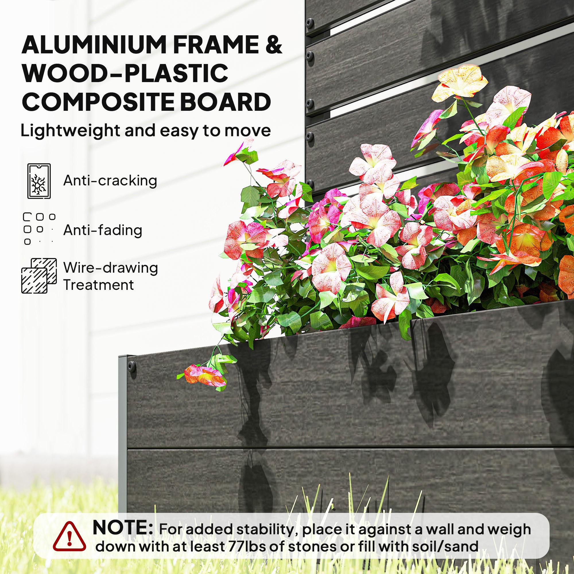 Trellis Planter for Climbing Plants, Raised Garden Bed with Trellis, Planter Box for Outdoor Garden