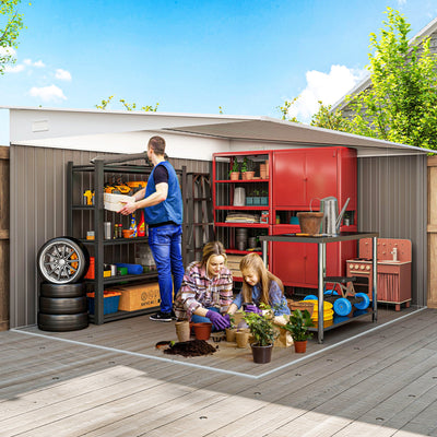 11' x 9' Metal Outdoor Storage Shed, Tool House with Double Lockable Doors for Backyard, Patio, Lawn, Garage, Gray