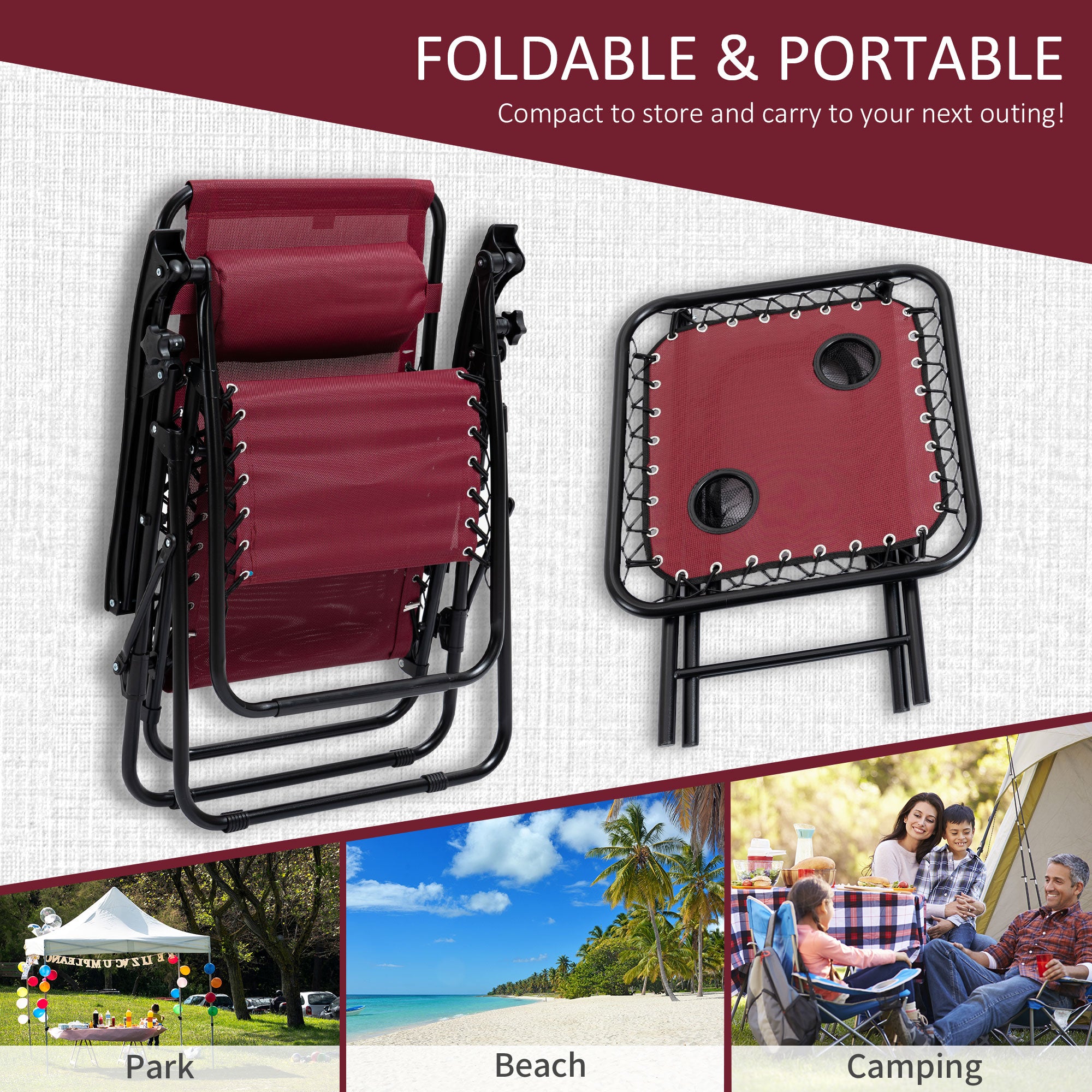 Zero Gravity Chair Set with Side Table, Folding Reclining Chair with Cupholders & Pillows, Adjustable Lounge Chairs for Pool, Backyard, Lawn, Beach