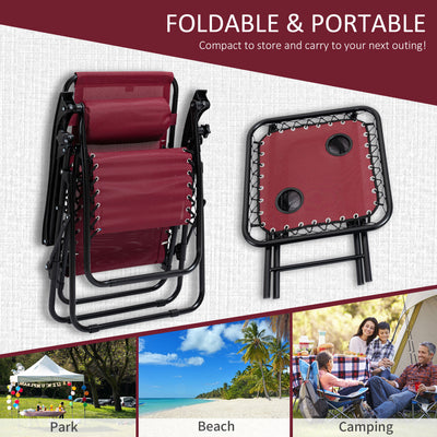 Zero Gravity Chair Set with Side Table, Folding Reclining Chair with Cupholders & Pillows, Adjustable Lounge Chairs for Pool, Backyard, Lawn, Beach