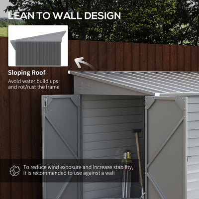 4.6' x 9' Outdoor Storage Shed, Lean to Metal Shed with Foundation Kit, Lockable Doors and Gloves for Patio, Lawn