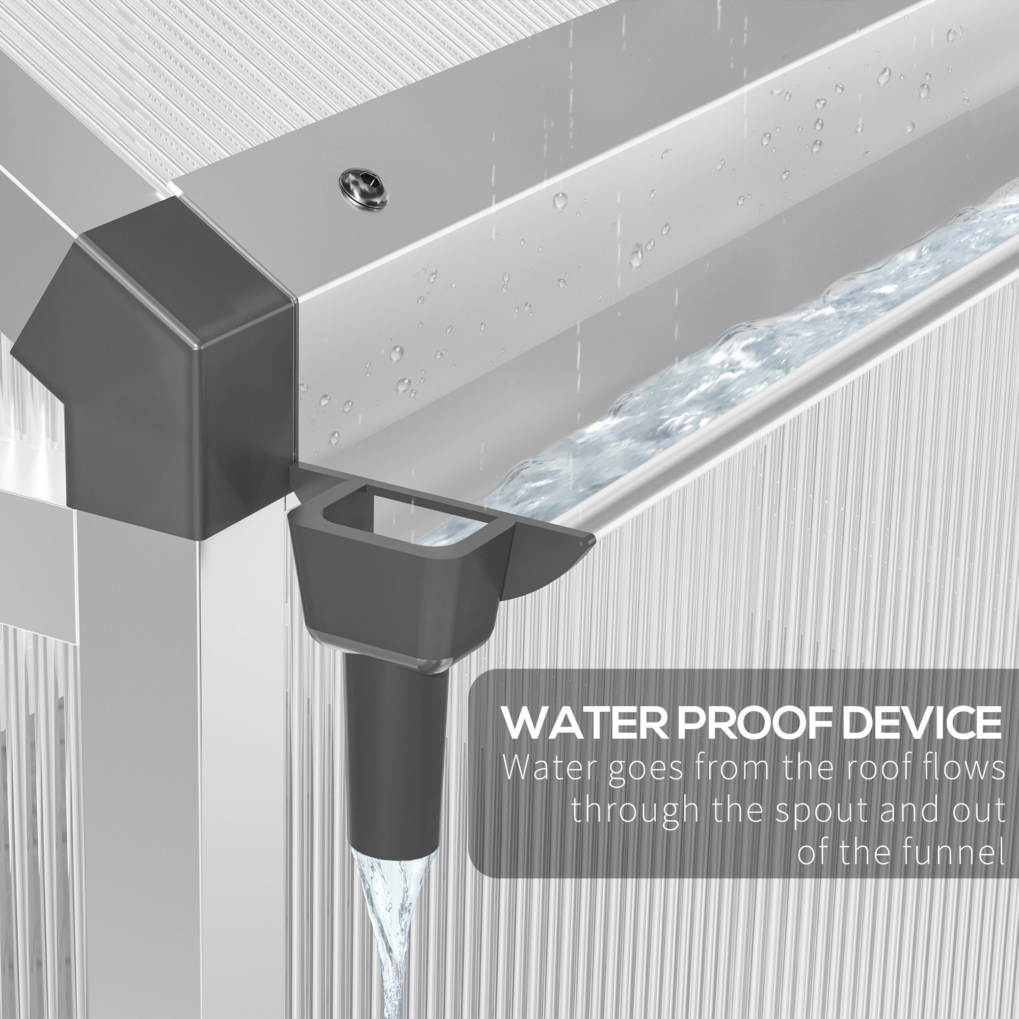6' L x 6' W Walk-In Polycarbonate Greenhouse with Roof Vent for Ventilation & Rain Gutter for Winter