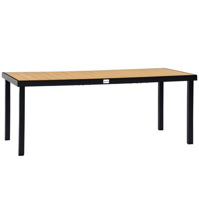 75" x 35" Outdoor Dining Table for 8 People, Rectangular Aluminum Frame Garden Table with All-Weather Faux Wood Top for Lawn, Patio