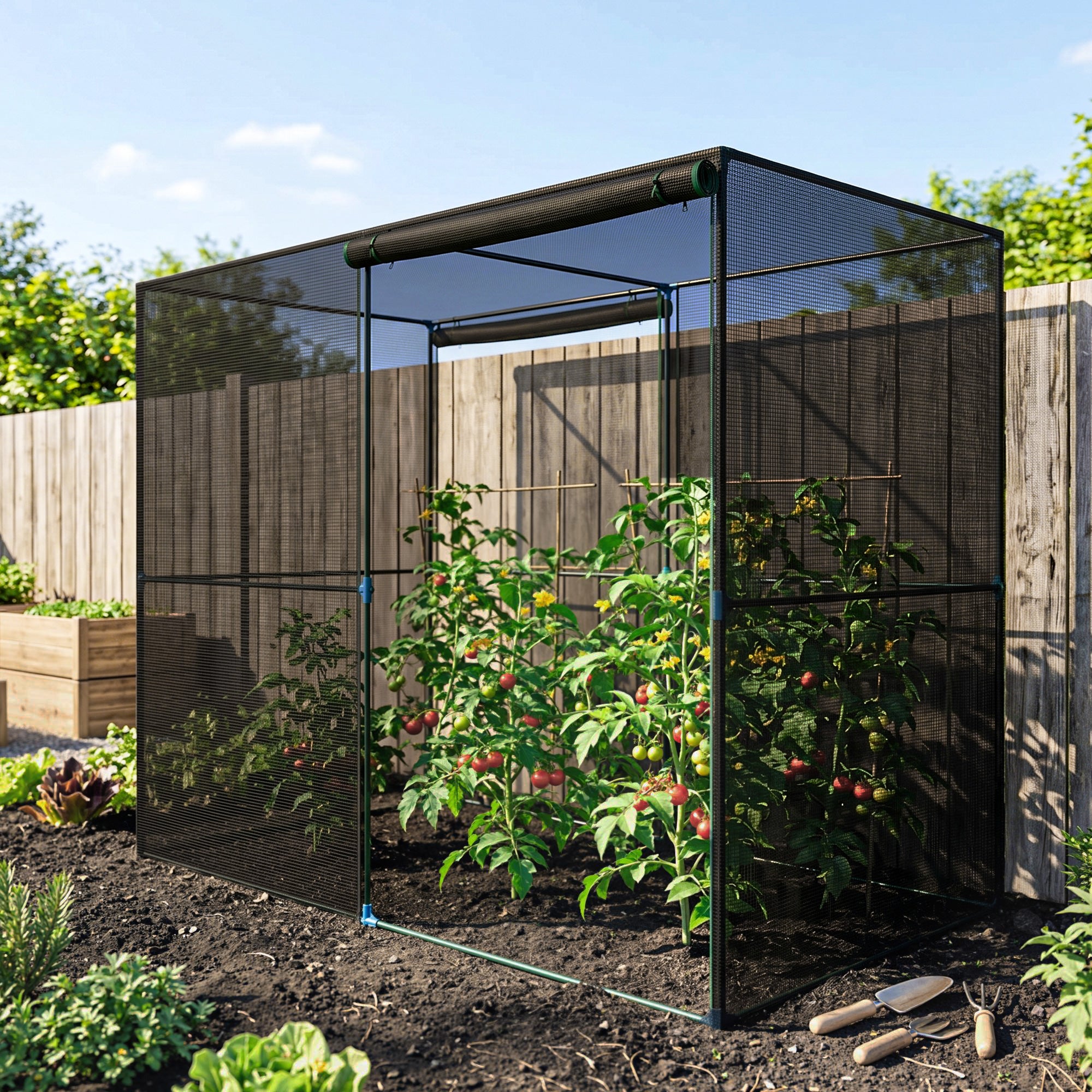 8' x 4' x 6' Crop Cage, Plant Protection Tent with Zippered Doors for Vegetable Garden, Backyard, Black