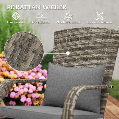 Wicker Adirondack Chair Fire Pit Chair w/ Ottoman & Cushions