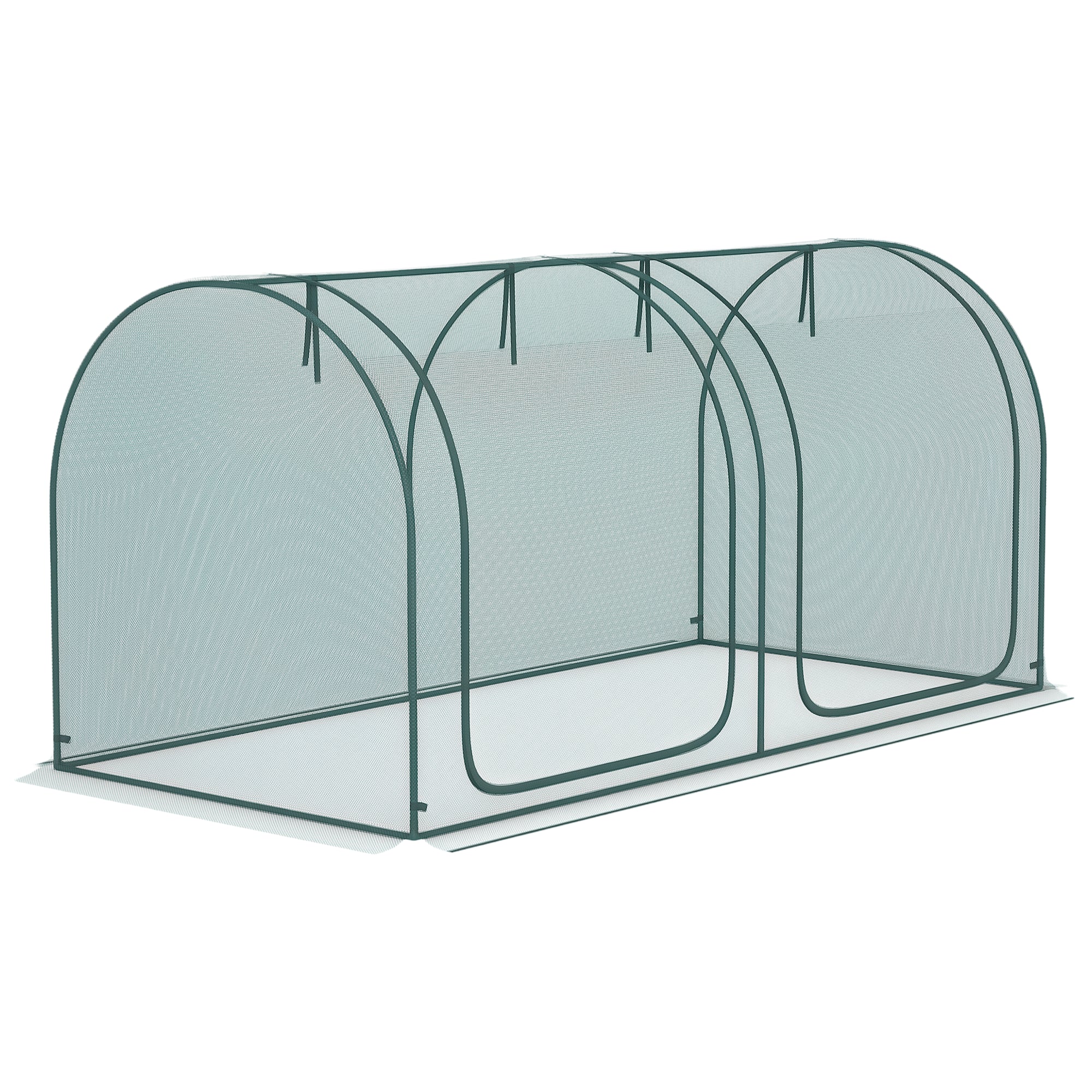 8' x 4' Crop Cage, Plant Protection Tent with Two Zippered Doors, Steel Frame, Storage Bag and 4 Ground Stakes, for Garden, Yard, Lawn
