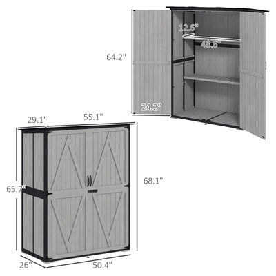 Wood Storage Shed, Outdoor Garden Shed with Asphalt Roof, 2 Shelves, Lockable Doors and Adjustable Feet