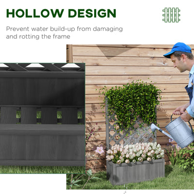 46" Wooden Planter with Trellis, Raised Garden Bed to Grow Vegetables, Herbs, Flowers for Backyard, Patio, Gray