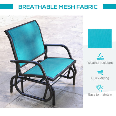 Outdoor Glider Chair, Steel Swing Chai with Curved Armrests for Porch, Garden, Poolside, Balcony