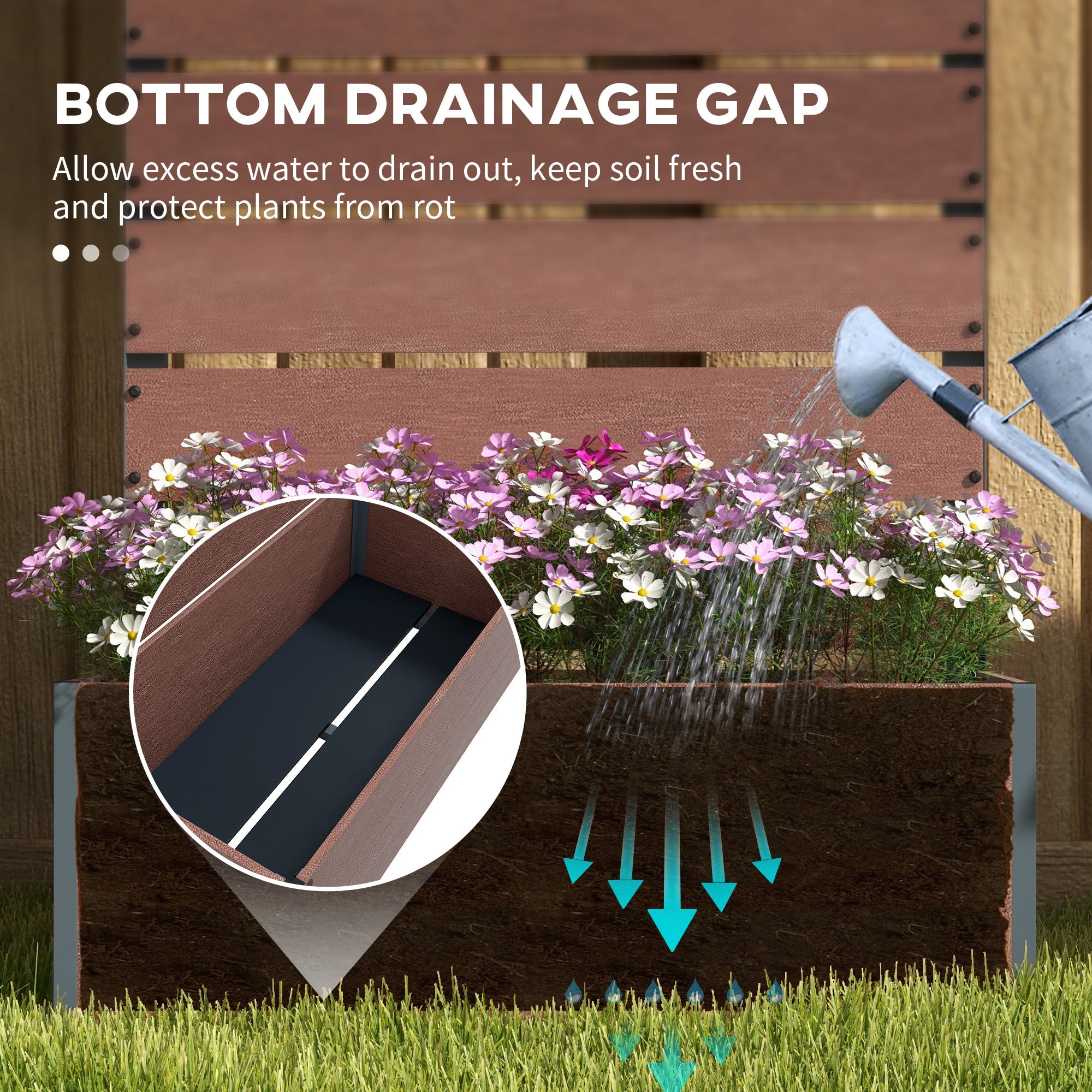 Trellis Planter for Climbing Plants, Raised Garden Bed with Trellis, Planter Box for Outdoor, 28.25" x 15" x 59"