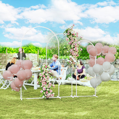 Metal Arch Backdrop Stand Set of 3, 7/6.5/6 ft Wedding Arch Frame, Balloon Backdrop Arch Stand Set for Birthday Party, Bridal Shower, Graduation, Ceremony, Banquet Decorations
