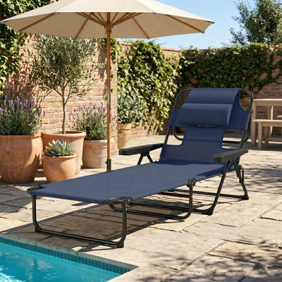 Folding Lounge Chair w/ Reclining Back
