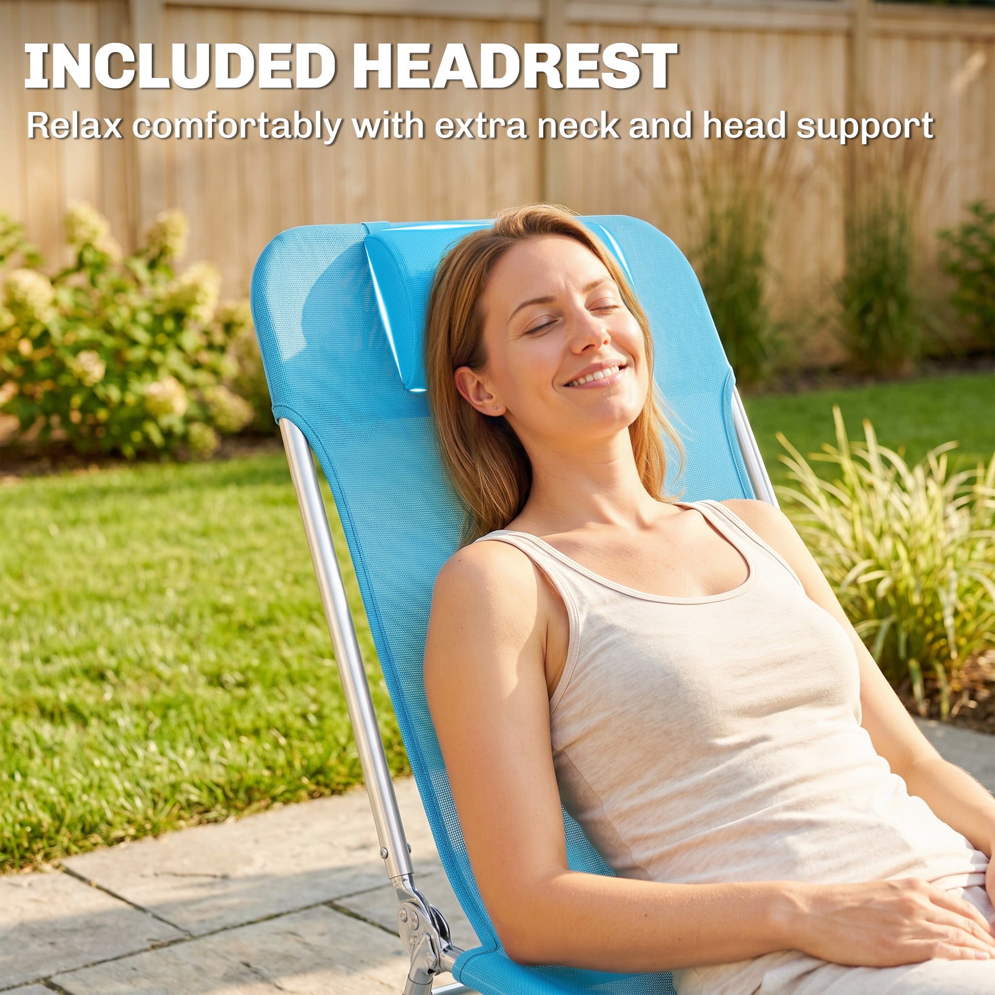 2 Piece Folding Chaise Lounge Chairs, Pool Sun Tanning Chairs with Reclining Back, Breathable Mesh Seat