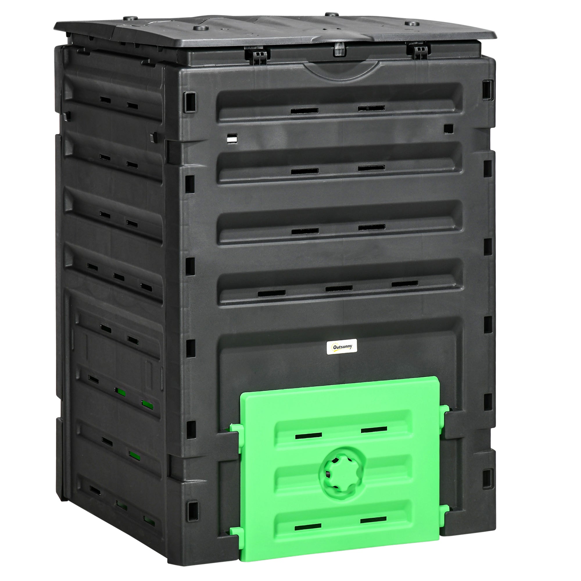 Garden Compost Bin, 120 Gallon (450L) Garden Composter, BPA Free, with 80 Vents and 2 Sliding Doors, Lightweight & Sturdy, Fast Creation of Fertile Soil