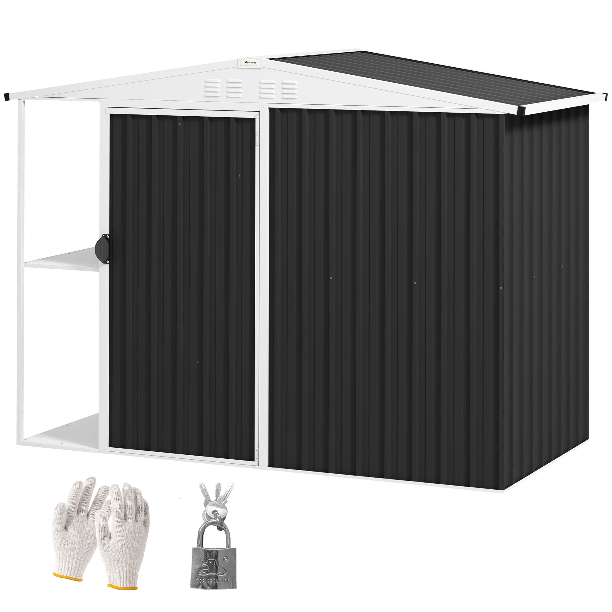 8 x 4ft Outdoor Garden Shed, Metal Shed with Air Vents and Lock for Backyard, Garden, Patio, Warm