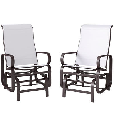 Gliding Lounger Chair Set of 2, Single Rockers with Lightweight Metal & Mesh Construction