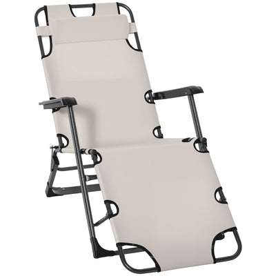 Oxford Fabric Metal Frame Outdoor Pool Sun Lounger Lounge Chair 120°/180°