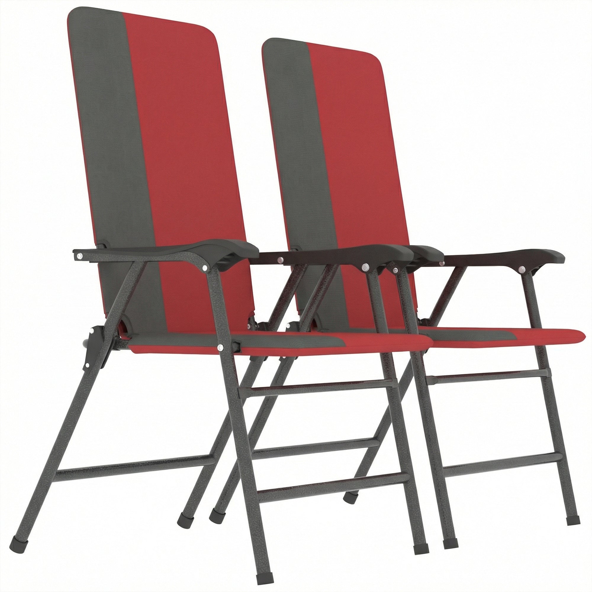 Folding Patio Chairs Set of 2, Padded High Back Lawn Camping Chairs with Armrests, 600D Oxford Fabric