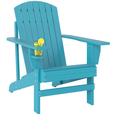 Oversized Adirondack Chair, Outdoor Fire Pit and Porch Seating, Classic Log Lounge w/ Built-in Cupholder