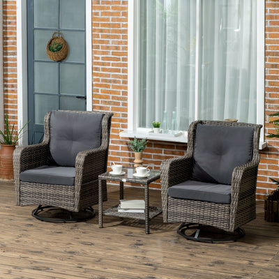 Patio Bistro Set, Porch Furniture with 360° Rotation & Rocking Function, 28.25"x30.75"x36.25"