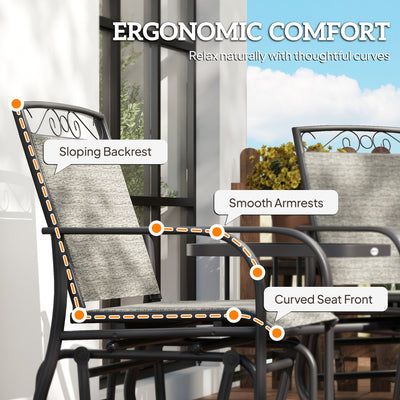 Outdoor Glider Chairs with Coffee Table, Patio 2-Seat Rocking Chair Swing with Breathable Sling for Backyard