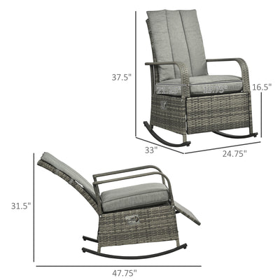 PE Rattan Rocking Recliner with Footrest