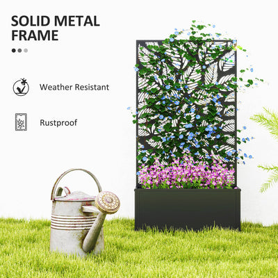 Metal Garden Bed with Trellis for Climbing Plants, Freestanding or Wall Mounted Flower Bed for Garden, Patio, Balcony