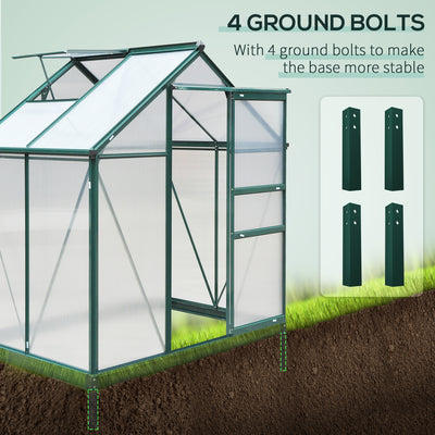 6' x 4' Greenhouse for Outdoors, Polycarbonate Greenhouse with Rain Gutter and Roof Vent, Aluminum Walk-in Green Houses for Outside for Patio Backyard Garden